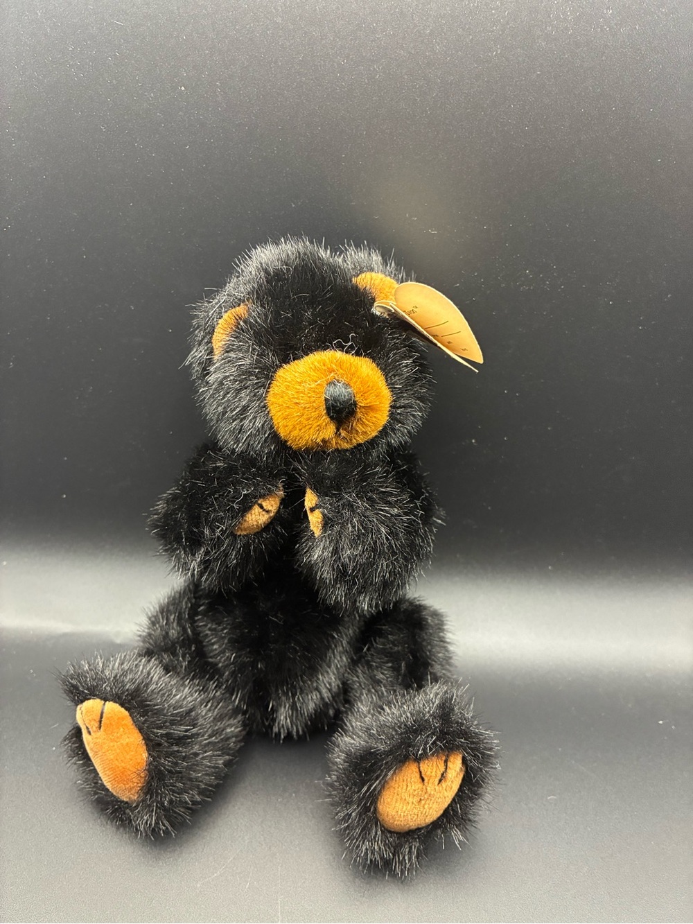 Attic Ivan Plush Black and Orange Teddy Bear Stuffed Animal